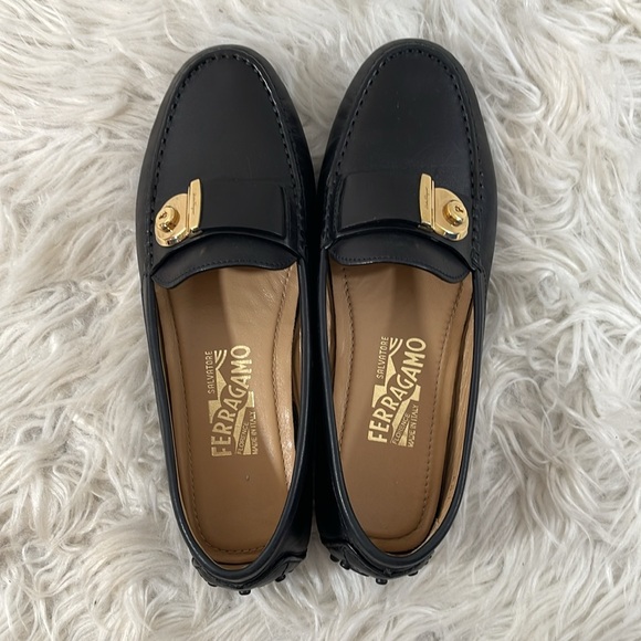 SALVATORE FERRAGAMO Black Suede Leather Slip On Griotte Driving Loafer Size 6.5M - Picture 6 of 16